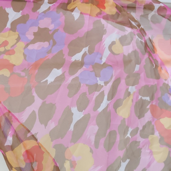 Pink Floral Sheer Scarf - Picture 4 of 4